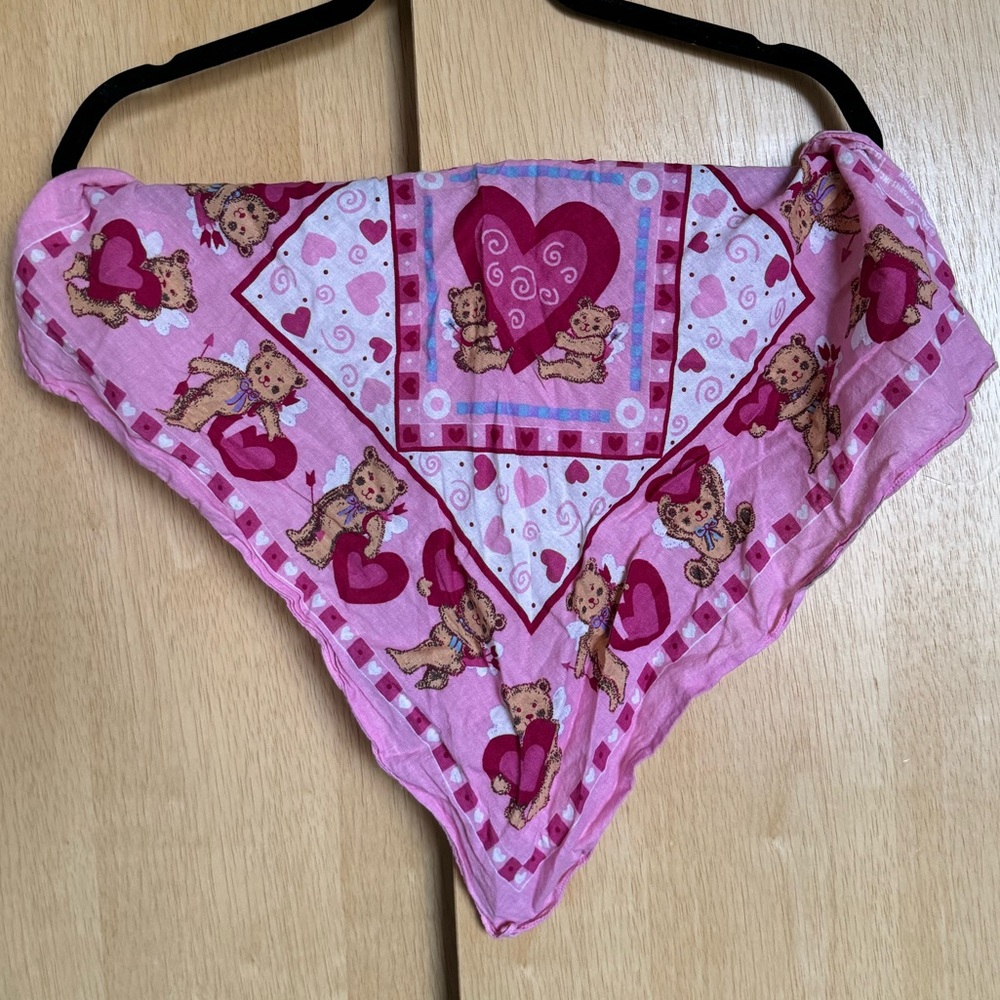 vintage teddy bear heart handkerchief